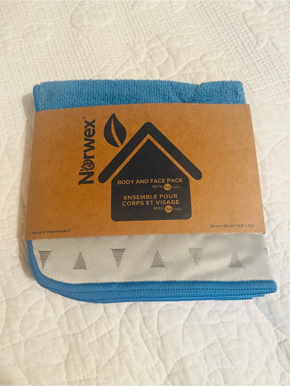 Norwex Blue and Gray Body & Face Pack - Microfiber Cloth Set of 3